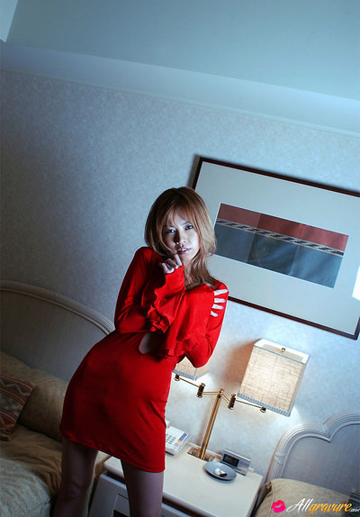 Ami Ayukawa in Red Silk from All Gravure