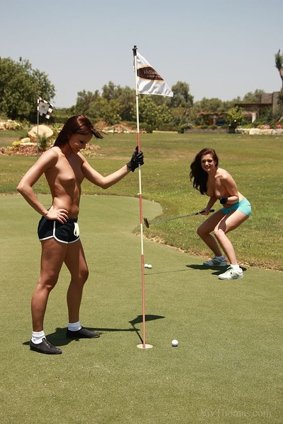 Jo and Sandra Shine in Topless Golfing from Viv Thomas