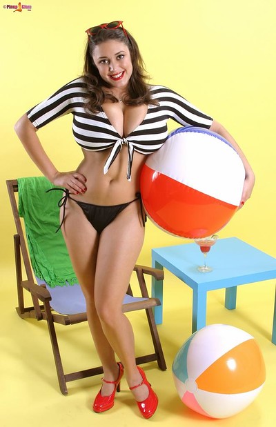 Miriam Gonzalez in Black And White Stripes from Pinup Files