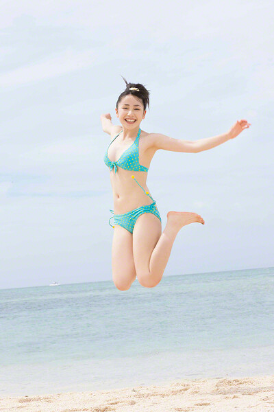 Adorable and playful girl You Kikkawa naughty in Beach Vacation