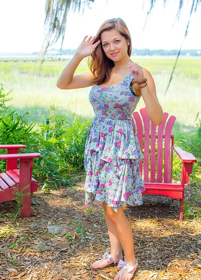 Lisa Davidson in Flower Dress from Cosmid
