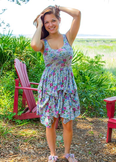 Lisa Davidson in Flower Dress from Cosmid