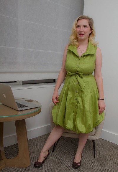 Mim Turner in Mims Green Dress from Cosmid