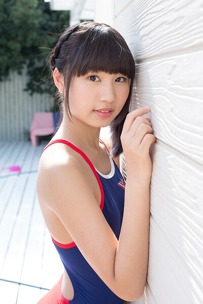 Blossoming young girl Kurumi Miyamaru seductive in Pool Deck