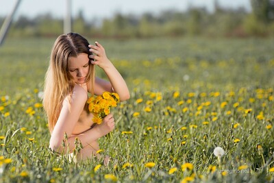 Monica in Flower field from Fame Girls