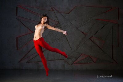 Audrey in Red Stockings from Fame Girls
