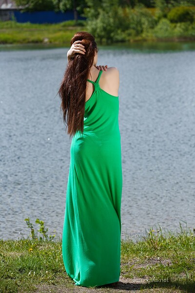 Isabella in Green Dress from Fame Girls