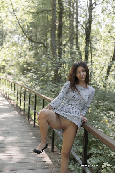 Anna in Upskirt In The Woods from Fame Girls