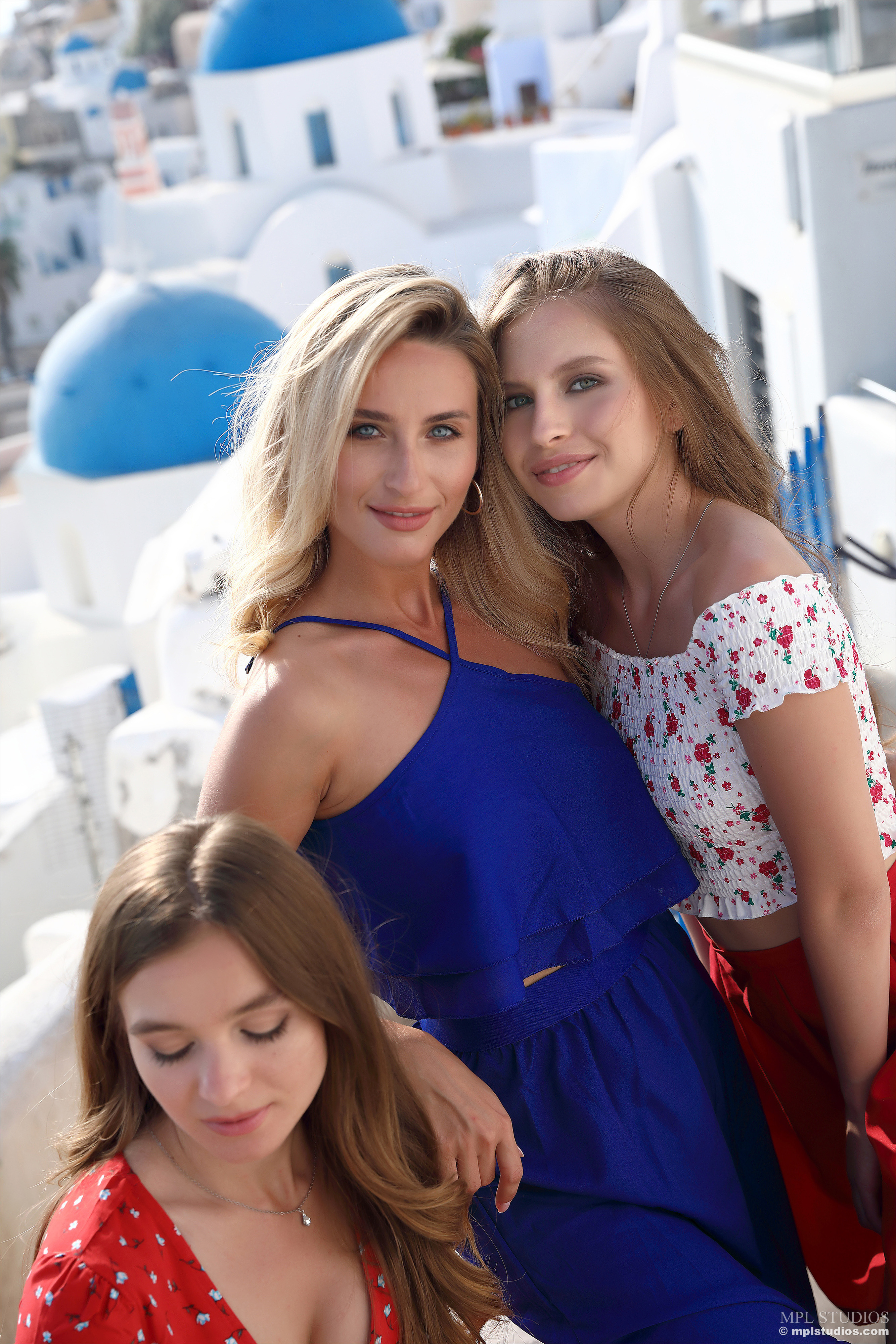 Cara Mell in MPL Studios set Postcard from Santorini