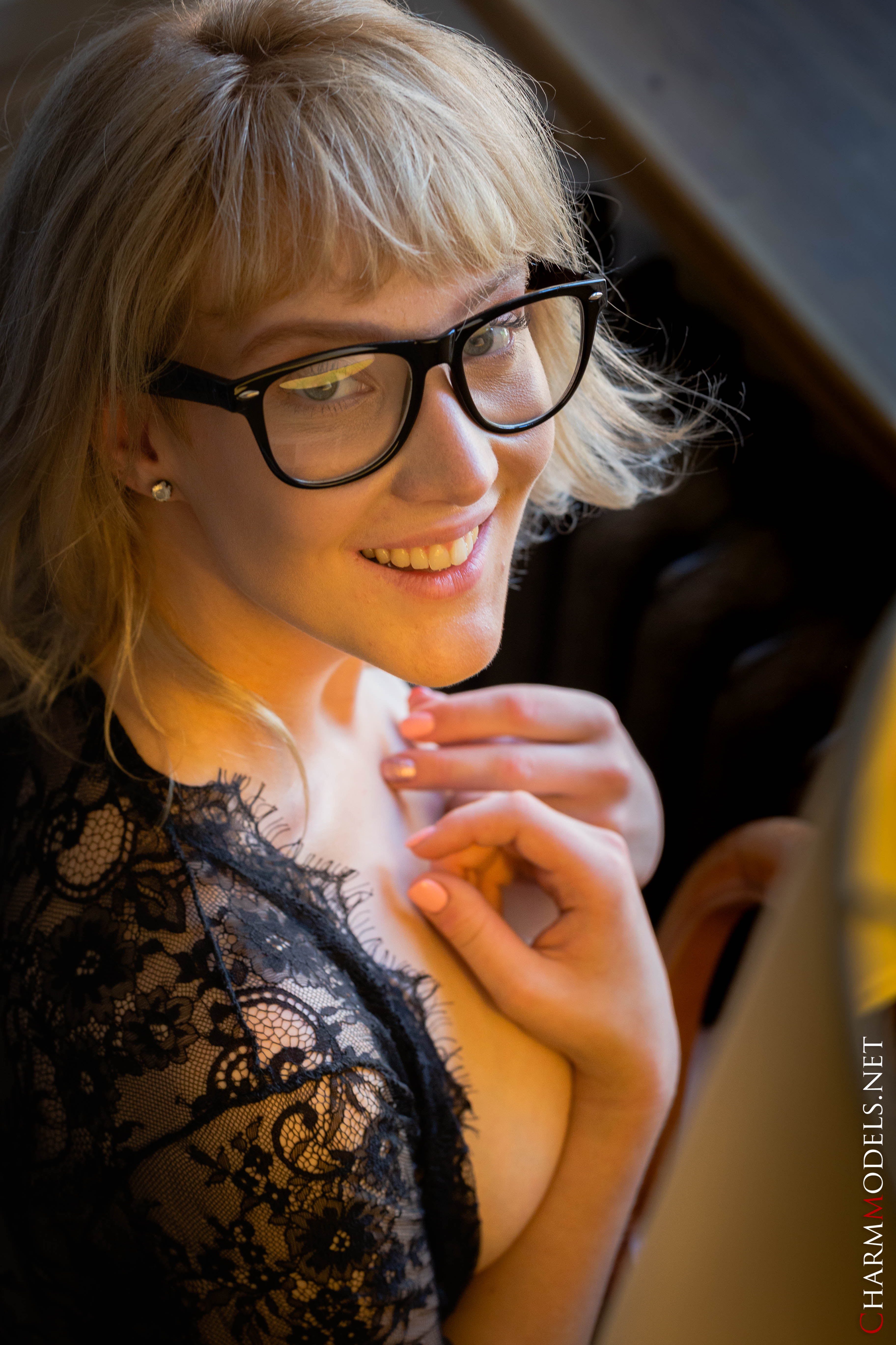 Limona in Charm Models set Reads Book In Sexy Transparent Lingerie