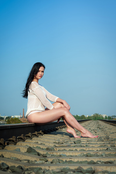 Gabby Bella in Supermodel In White Panties At Rails from Charm Models