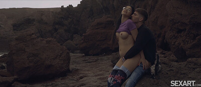 Julia De Lucia enjoys having outdoor beach sex with her boyfriend in front of the camera
