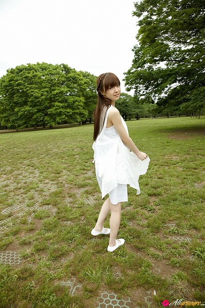 Rina Aizawa in Pale White Dress from All Gravure