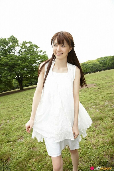 Rina Aizawa in Pale White Dress from All Gravure