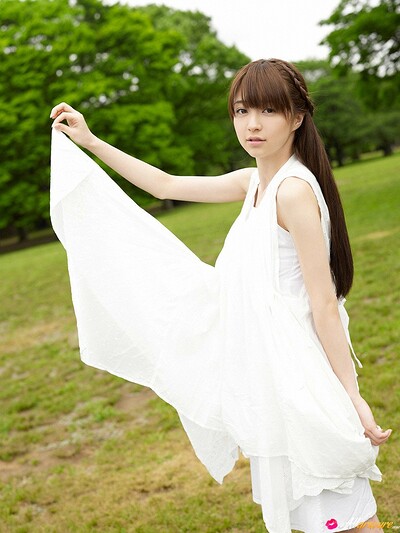 Rina Aizawa in Pale White Dress from All Gravure