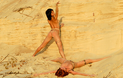 Maeve X and Layna W in Layna Posing in the Sand from Stunning 18