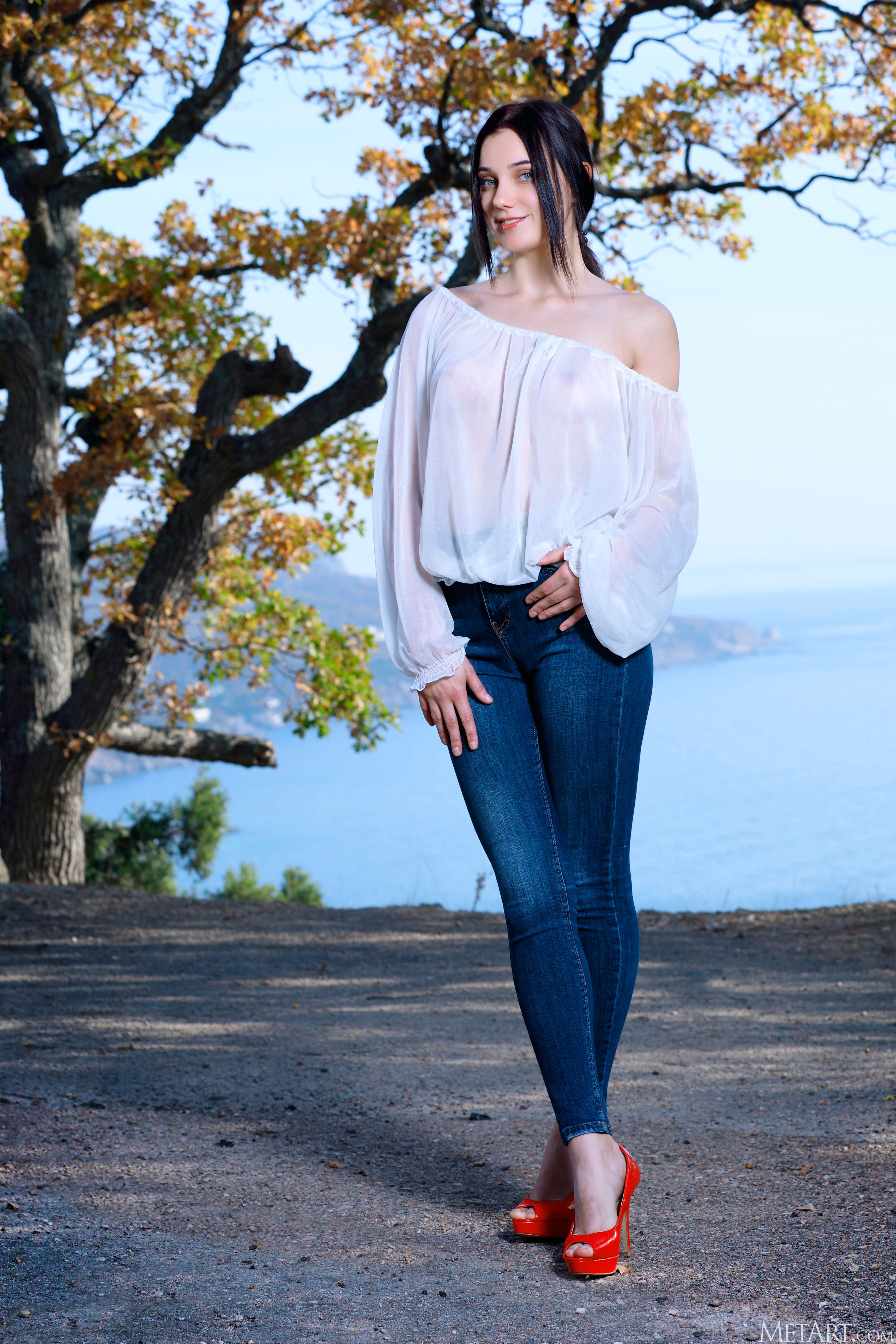 Polly Pure in Metart set Blue Jeans