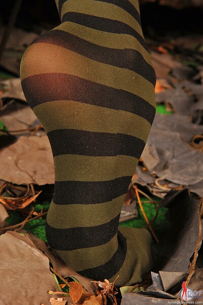 Nicole in Playing with black stockings from Hot Legs and Feet
