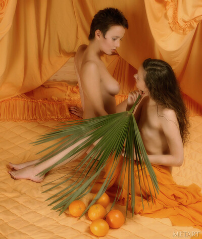 Hilary A and Lida A in Orange from Met Art