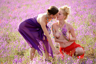 Yara A and Eva E in Meadow from Metart