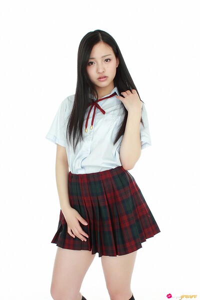 Shizuka Miyazawa in Cute In Plaid from All Gravure