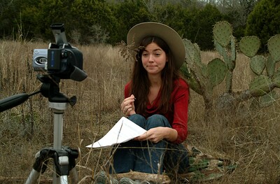 Josie’s taking pictures in the desert and trying to entertain herself