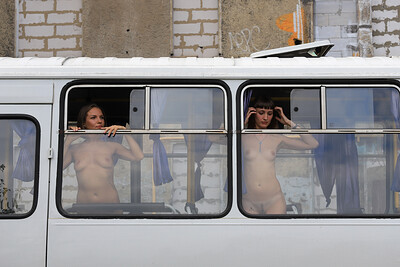 Mari and Alina in Regular City Bus from Nude In Russia