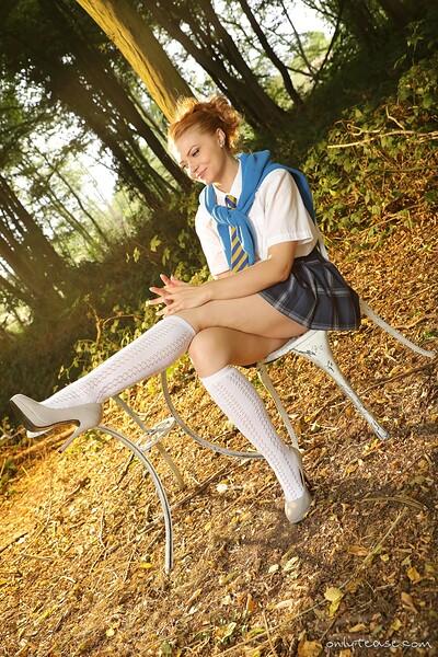 Scarlett Foxett in College Uniform Knee High Socks from Only Tease