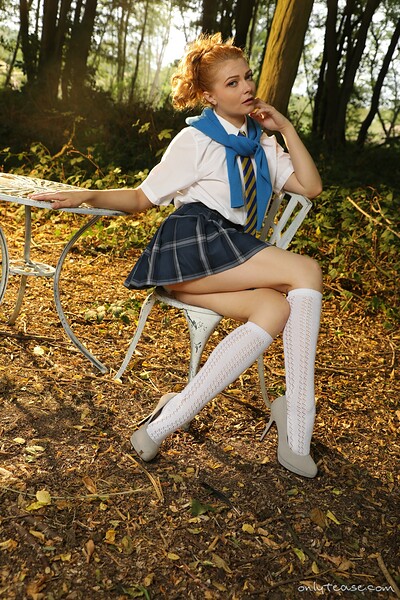 Scarlett Foxett in College Uniform Knee High Socks from Only Tease