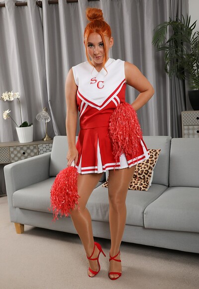 Robyn J in Cheerleader Uniform Pantyhose from 