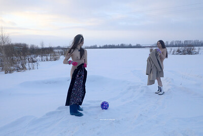 Katja P and Natalja M in Snowy Volleyball from Nude In Russia