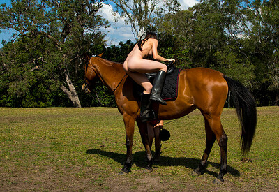 Angela in Nude Horse Riding from Nude Muse