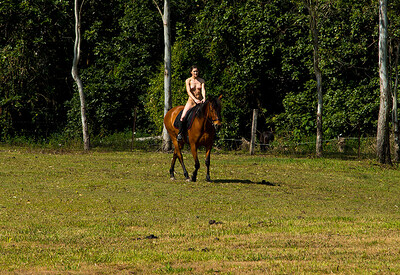 Angela in Nude Horse Riding from Nude Muse