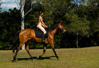 Angela in Nude Horse Riding from Nude Muse