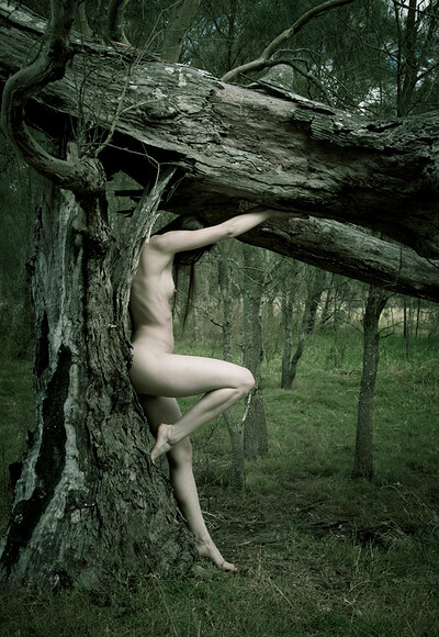Angela in Fallen Tree from Nude Muse