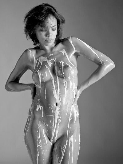 She soaps up her body to prepare for a night of pleasure 