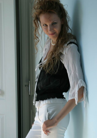 Cameron in White pants from 18 Magazine