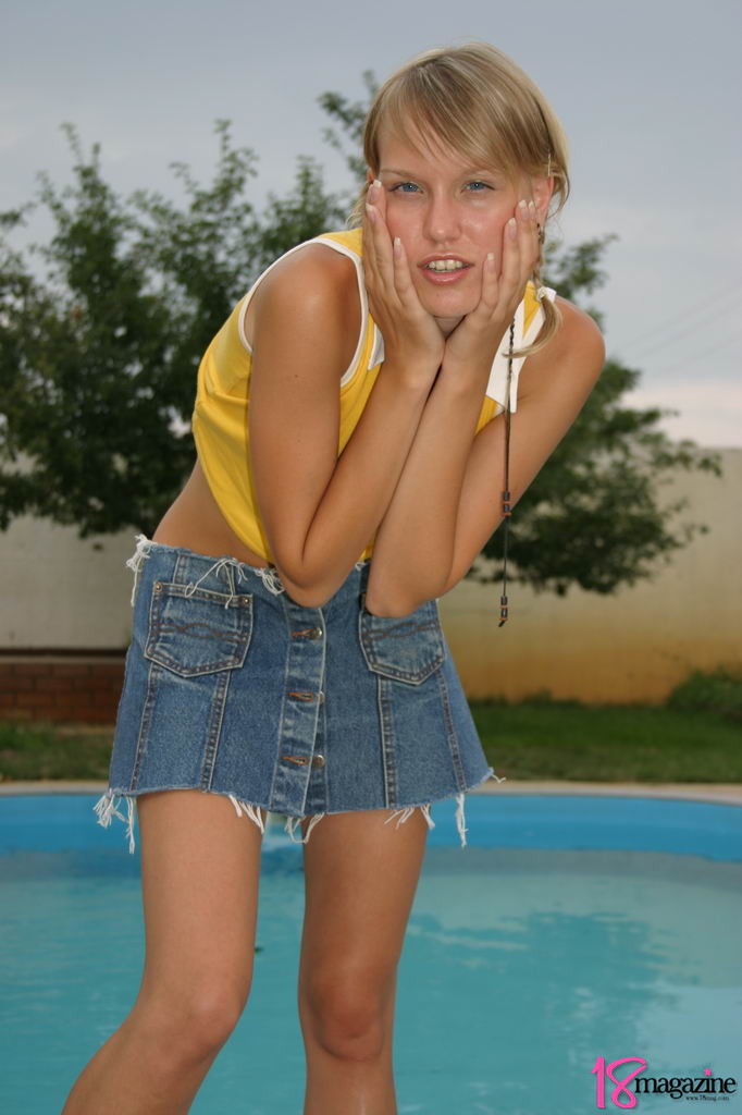 Nicole in 18 Magazine set Yellow thong