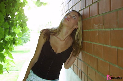 Sofia in Brick wall from 18 Magazine