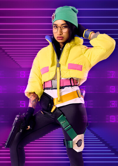 Avery Black in Valorant Killjoy from VR Cosplay X