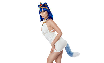 Jewelz Blu in Animal Crossing Ankha from VR Cosplay X