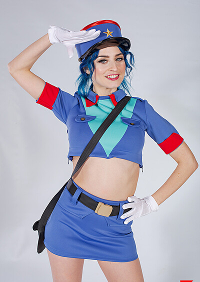 Jewelz Blu in VR Cosplay X set Pokemon Officer Jennifer
