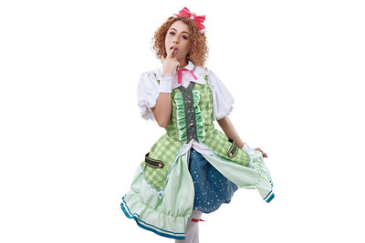 Curly-haired seductress slowly divests her interesting cosplay and takes it from behind and front