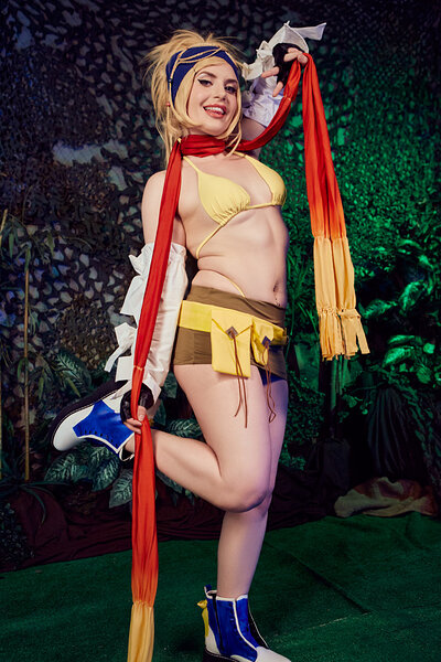 Flirty sweetie cosplays Rikky and gets on top a rock hard manhood after exposing her hot spots