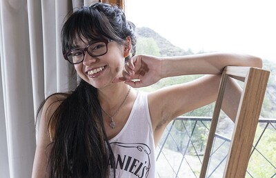 Joaquina in Joaquina strips naked in front of her mirror from We Are Hairy