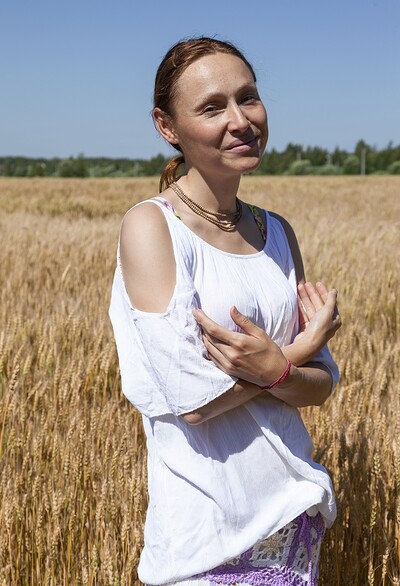 Nata in Nata strips naked outside in her wheat field from We Are Hairy