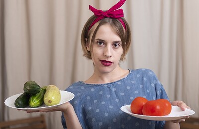 Anolia in Anolia masturbates with her cucumber from We Are Hairy