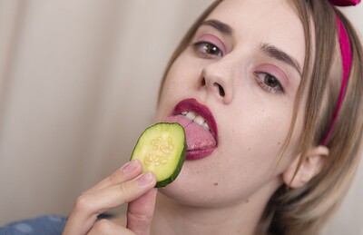 Anolia in Anolia masturbates with her cucumber from We Are Hairy