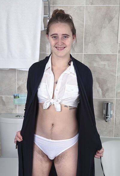 Bubsy Lou in Bubsy Lou strips naked in her white bathroom from We Are Hairy