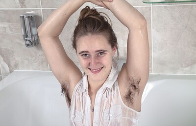 Bubsy Lou in Bubsy Lou strips naked in her white bathroom from We Are Hairy